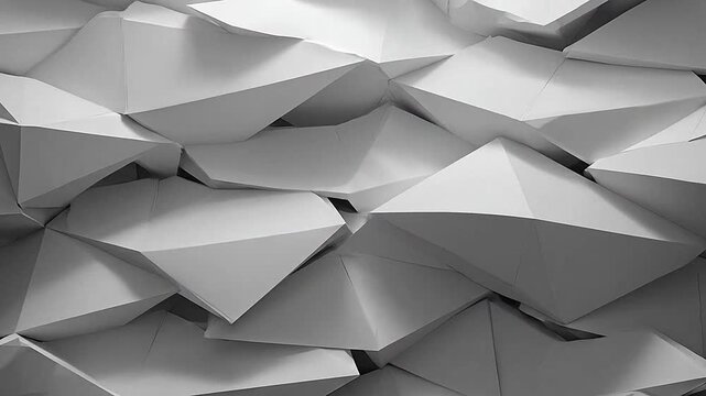 Abstract white geometric shapes create a textured paper background