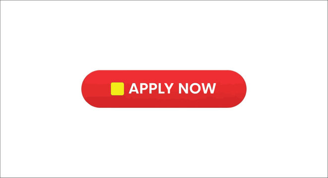Apply now button icon flat red design on white background