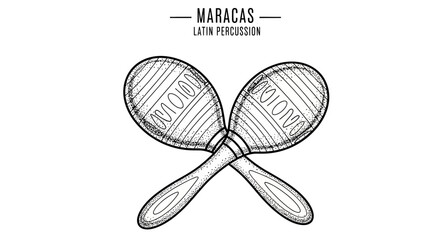 Hand Drawn Sketch of Maracas Latin Percussion Musical Instruments. © Julian Vance