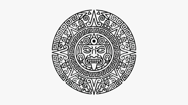 Ancient Aztec Sun Stone Calendar Symbol.