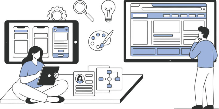 Digital process: ui/ux, wireframing, and web development for web banner social media banner business presentation marketing meterial.