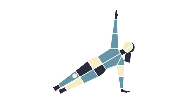 Geometric Side Plank Yoga Vector Illustration