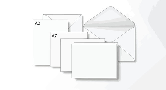 Stacked A2 and A7 paper sizes with subtle shadows
