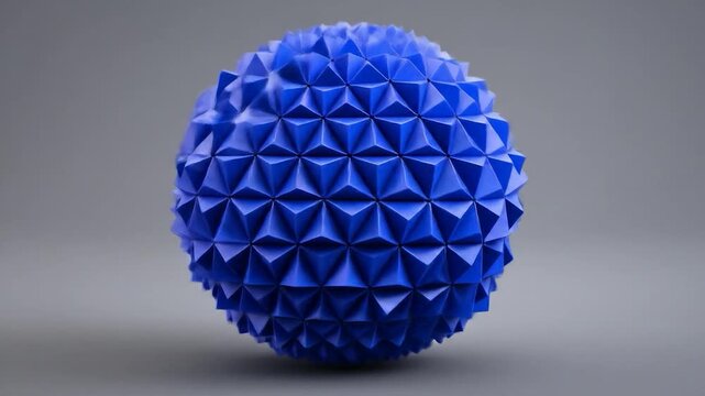 Abstract geometric blue sphere isolated on gray background