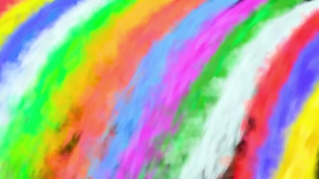 Dynamic multi-colored smoke explosion falling down like a vibrant waterfall on a black background