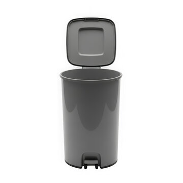 Modern grey pedal bin with lid for indoor waste disposal transparent background