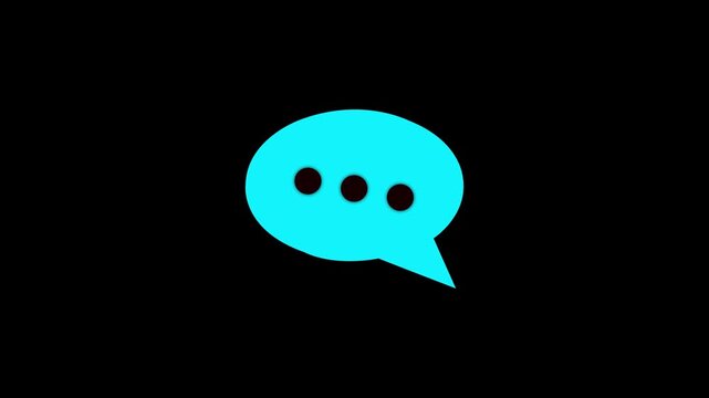 Glowing message chat box icon animation. Communication symbol animated on black background. chat message icon. Massage icon animation video. exudes approachability as a speech bubble hovers nearby,4k