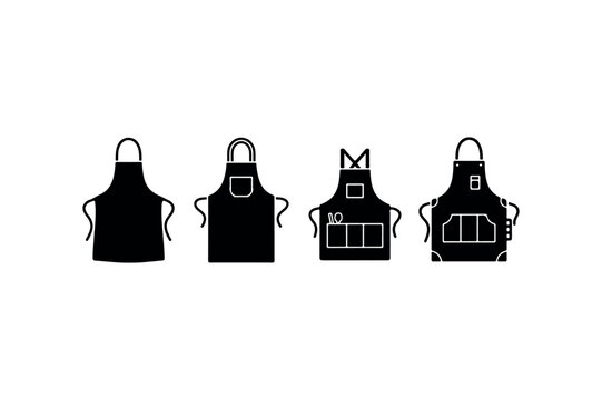 Apron Silhouette Collection Minimal Black Kitchen Icons