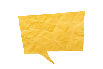 Obraz premium Yellow Angled Paper Speech Bubble with Crumpled Texture on Transparent Background