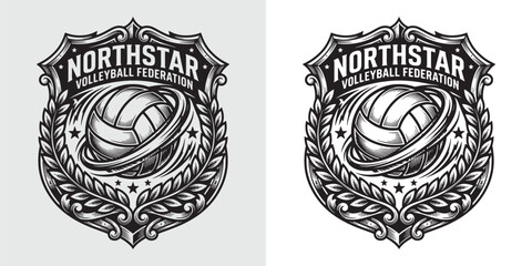 Northstar Volleyball Federation badge emblem with orbiting ball and laurels © Hamdani