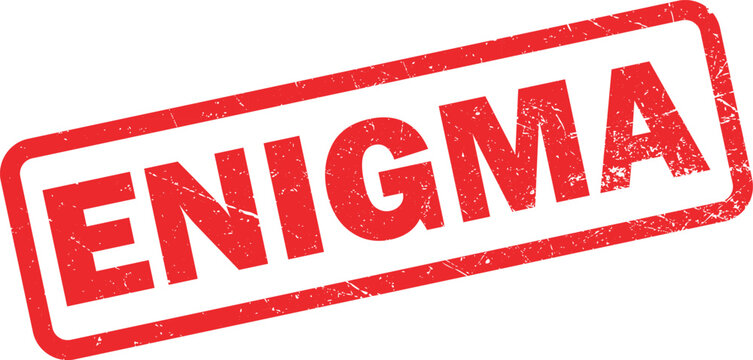 Red grunge rubber stamp with the word enigma