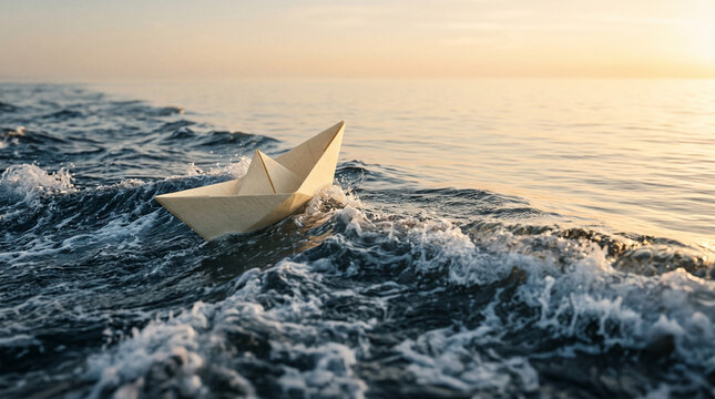 paper boat storm waves