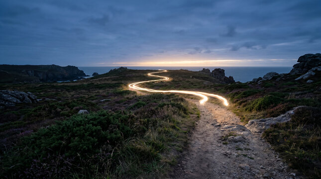 winding path light trail
