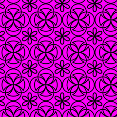 Fototapeta premium Vibrant Pink and Black Geometric Floral Pattern