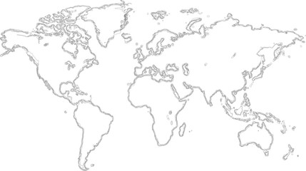 Fototapeta premium Outline world map. Vector design on white background