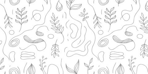 Fototapeta premium Seamless vector pattern of cats and dogs illustration wallpaper floral cartoon design