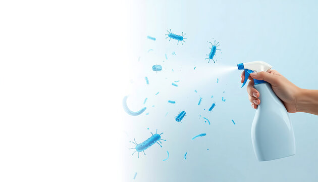 hand spraying disinfectant