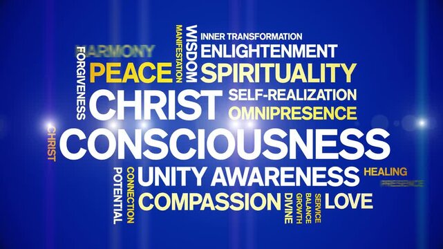 Christ Consciousness animated word cloud-text design animation tag kinetic typography seamless loop.