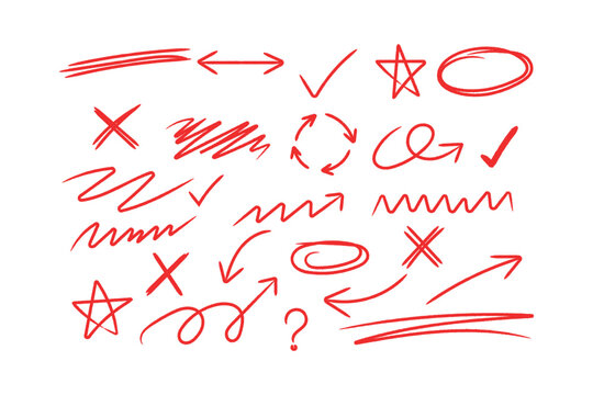 Grunge brush arrows and hand drawn sketch icon set