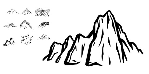 Fototapeta premium Karst Hill Rounded Limestone Formation Landscape Outline Illustration