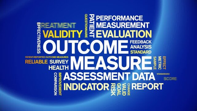 Outcome Measure animated word cloud-text design animation tag kinetic typography seamless loop.