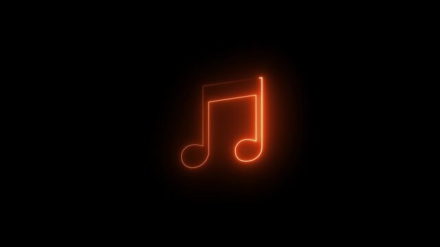 Glowing neon line Music note, tone icon isolated on black background. multicolor neon single musical note icon abstract animation