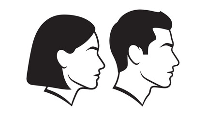 Fototapeta premium Male Female Profile Silhouette Vector Set Human Head Side View Icons