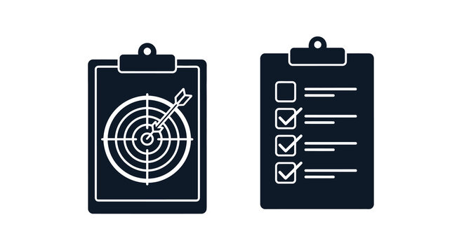 Clipboards With Target And Checklist Black Silhouette clipboard bullseye dart