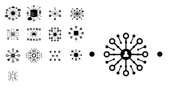 Microservice Architecture Grid Icon Minimal Flat Vector Clean Lines Modern UI Design