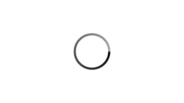 Animation of a loading spinning load wheel. Waiting for download. White circle on a black isolated background