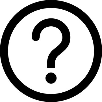 Minimalist question mark icon inside a bold circular frame for user interface design and digital support systems isolated on a clean white background