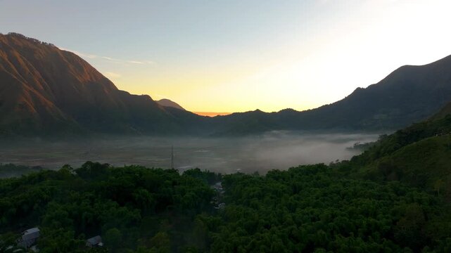 Drone View of Bukit Selong Hills and Agricultural Landscape &ndash; Lombok Island Indonesia