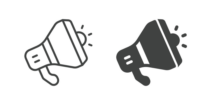 Megaphone Icon. Line and glyph solid icon