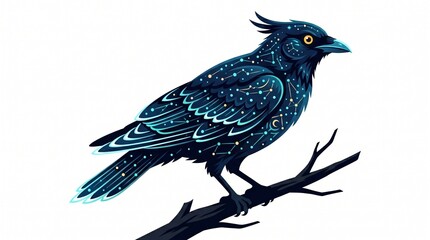 Fototapeta premium Fantasy Bird Bioluminescent Night Plumage Fictional Creature Illustration