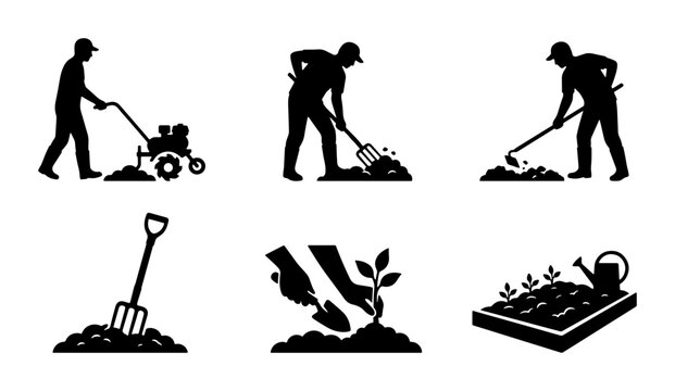 Gardening Activities Silhouettes
