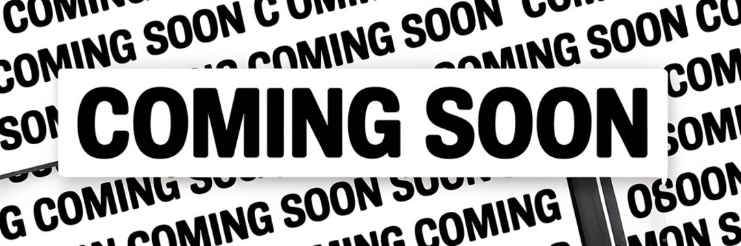 Coming Soon Text Overlay on White Background
