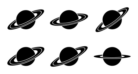 Saturn Planet Icons: Ringed Celestial Body Set © Shahadat