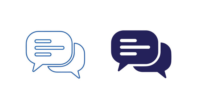 Comment conversation bubble vector icon: Clipart, sticker - icon set - Line and glyph solid icon and logo template 