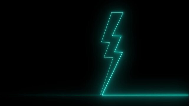 Blue neon battery charging power icon animation on black background