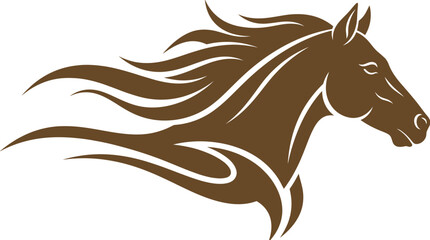 Brown horse head with flowing mane © BipashaSketches 