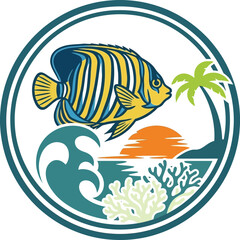 Colorful Fish with Yellow and Blue. © logo