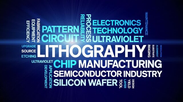 Lithography animated word cloud-text design animation tag kinetic typography seamless loop.