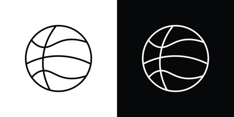 Basketball icon outline stroke in black. © Oliver