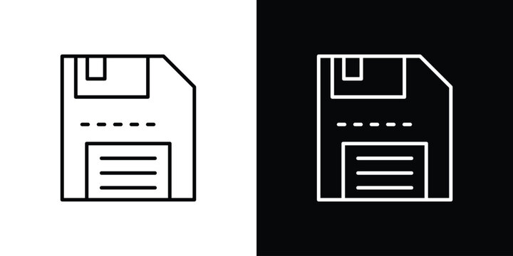 Floppy disk icon outline stroke in black.