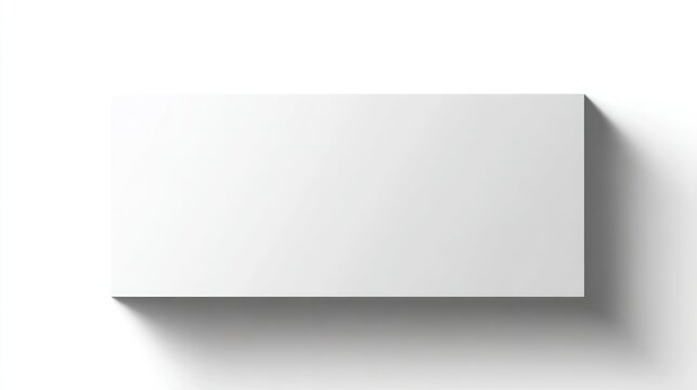 Blank white rectangular box with shadow isolated on white background