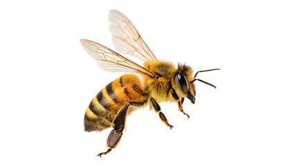 Side profile view of a honey bee worker isolated on transparent background cut out © Ivan