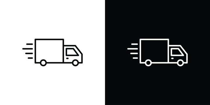 Moving truck icon outline stroke in black.
