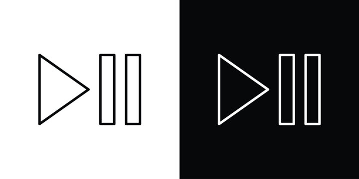 Play pause icon outline stroke in black.