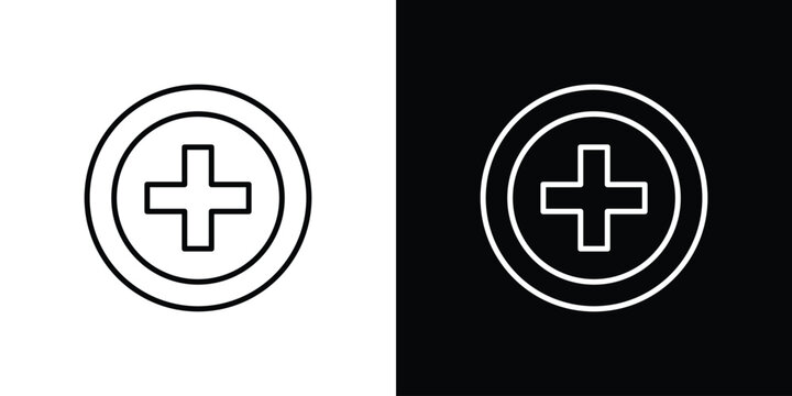 Plus icon outline stroke in black.
