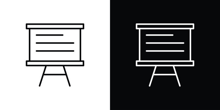 Presentation icon outline stroke in black.